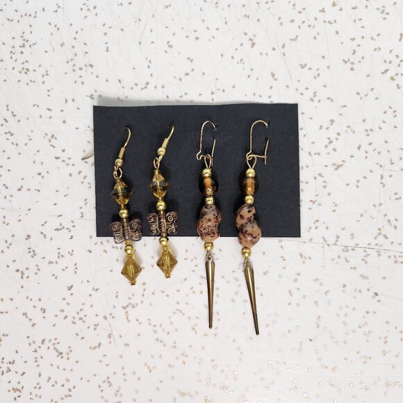 BFD Beaded Dangle Earrings With Sea Shells & Butterfy beads - Picture 4 of 5